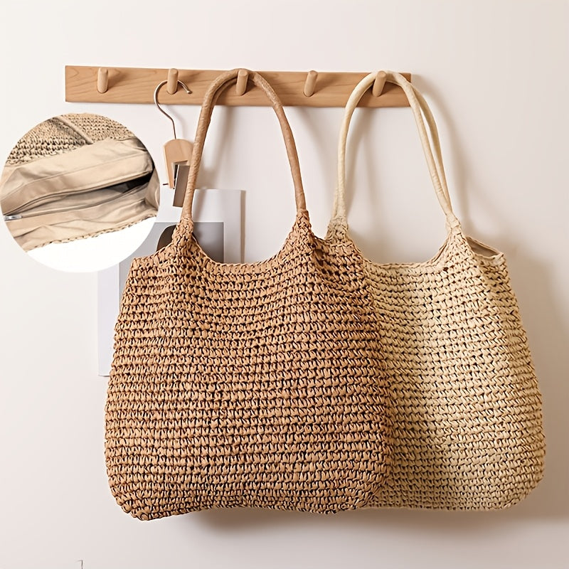 Natalina - Woven Straw Crossbody Bag - Natural