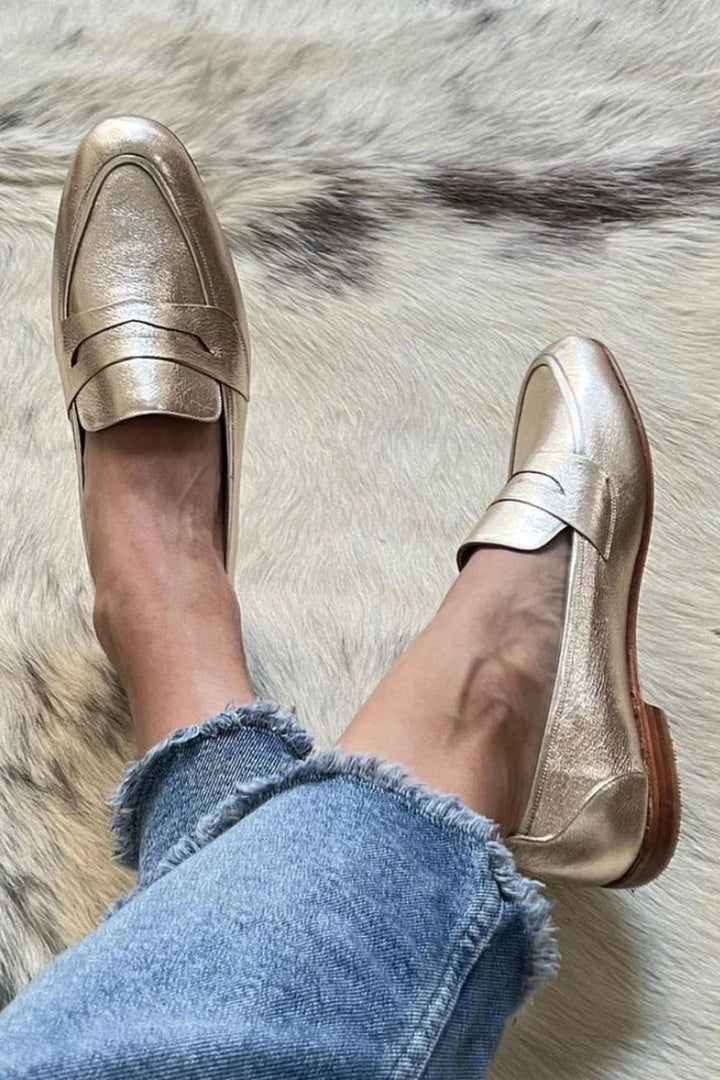 Danielle | Patchwork loafers with round toe and small heel