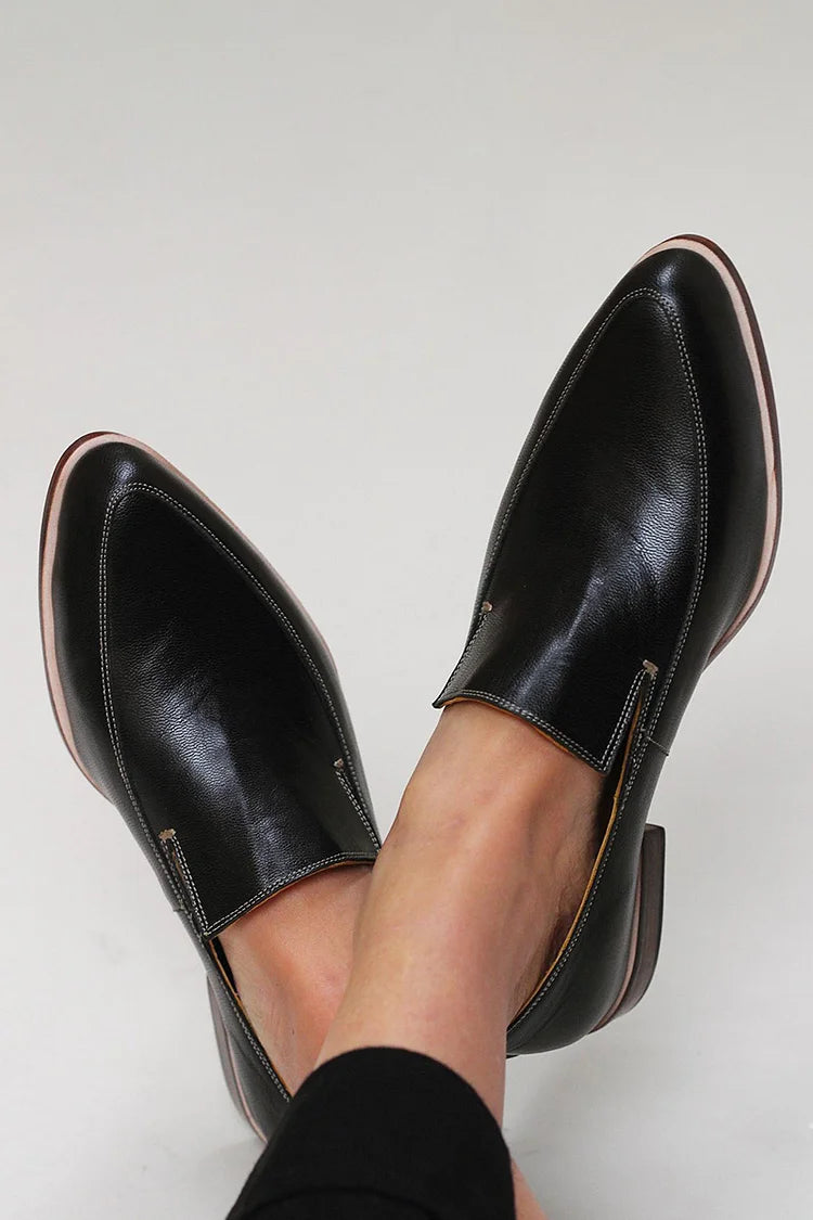 Annelies | Black Pointed Toe Loafers