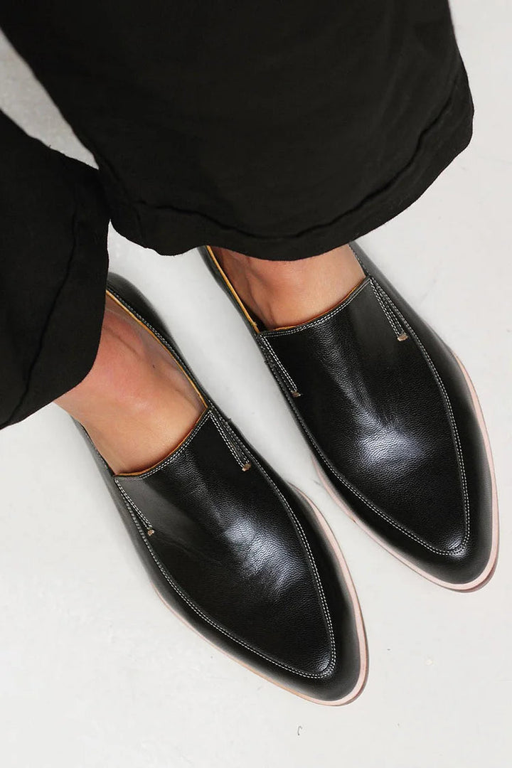 Annelies | Black Pointed Toe Loafers
