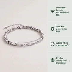 Women’s Slim Blood Thinner Medical Alert Bracelet