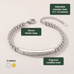 Women’s Slim Blood Thinner Medical Alert Bracelet