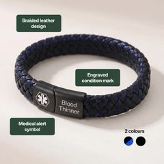 Men’s Blood Thinner Medical Alert Bracelet