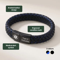Men’s Diabetes Medical Alert Bracelet