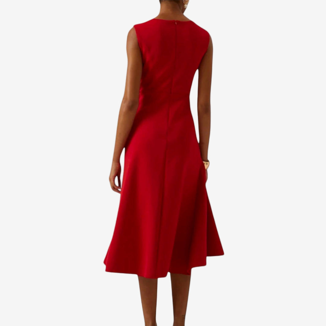 Eliana - Elegant Midi Dress with Asymmetrical Cut