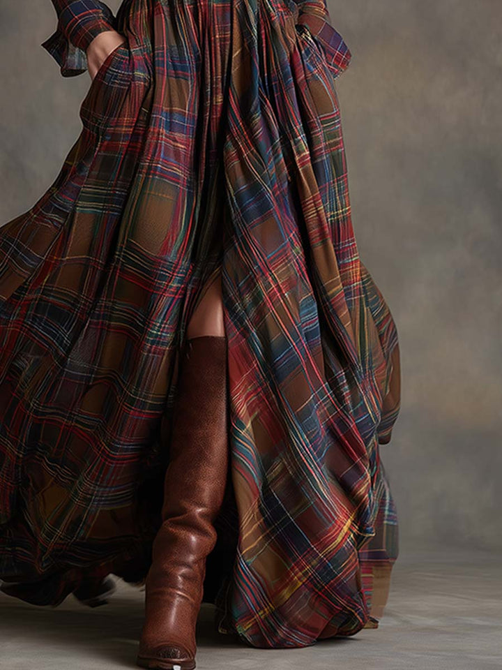 Giulietta Maxi Shirt Dress with Check Pattern