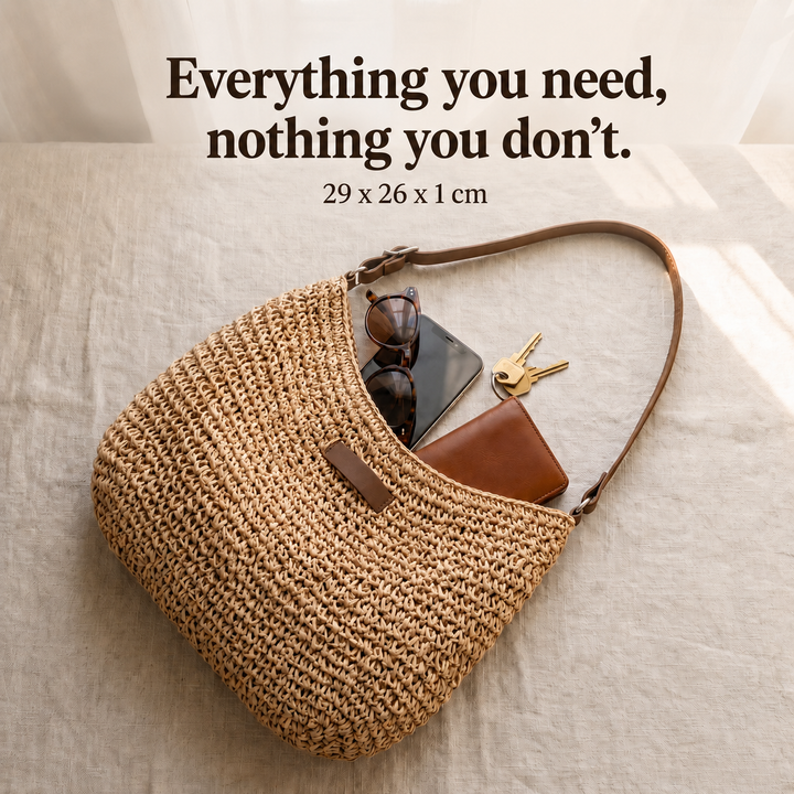 Cinzia - Elegant Woven Bag - Sand
