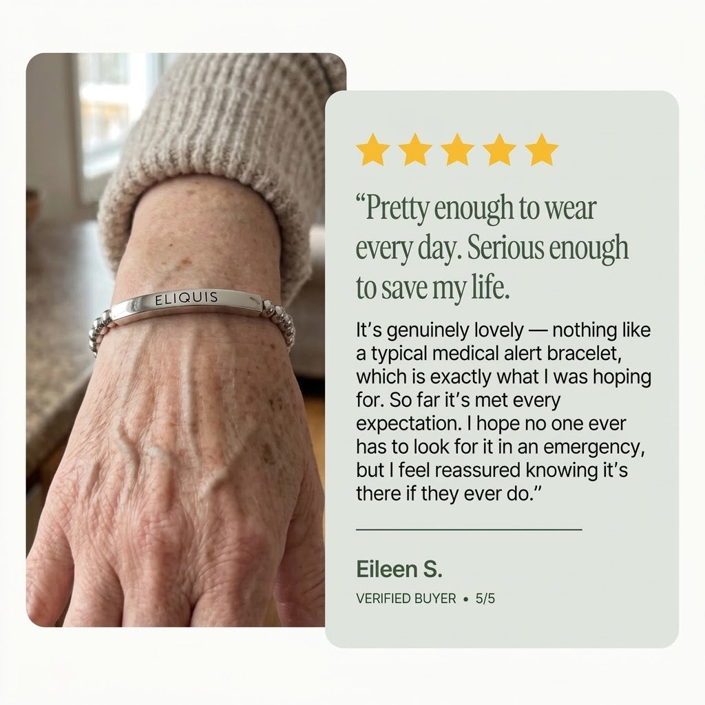 Women’s Slim Eliquis Medical Alert Bracelet