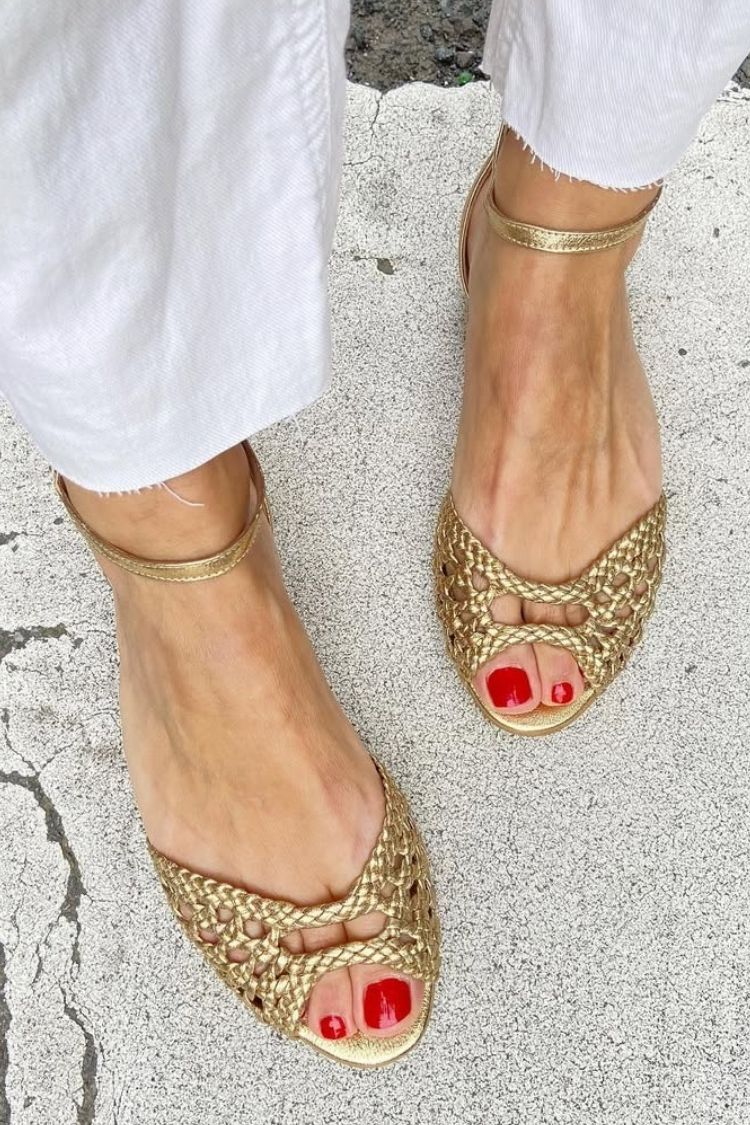 Isadora - Woven Gold Sandals