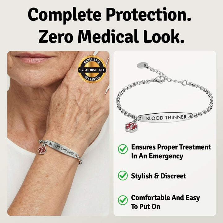 Women’s Blood Thinner Medical Alert Bracelet