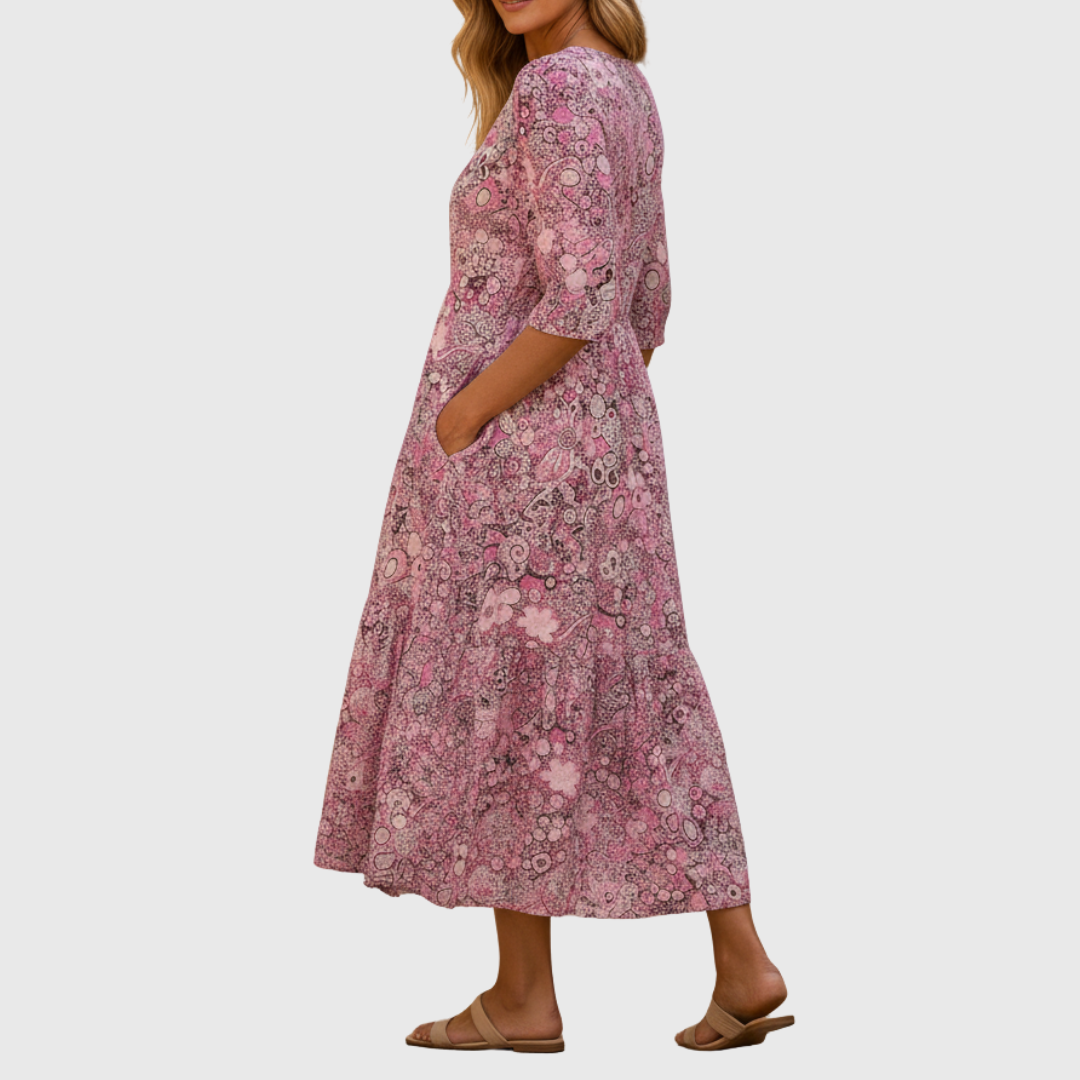 Helen - Elegant Midi Dress with V-neck