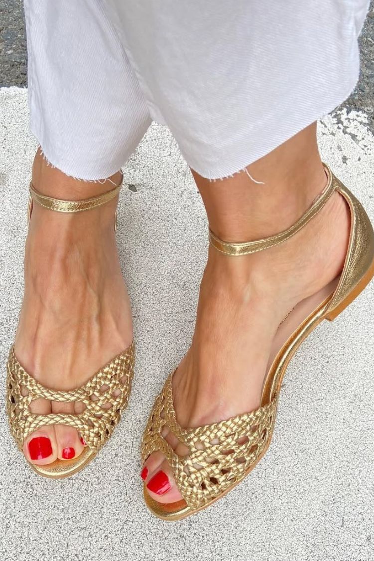 Isadora - Woven Gold Sandals