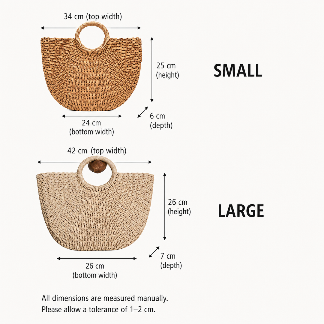 Ottavia - Natural Beige Woven Straw Half-Moon Bag