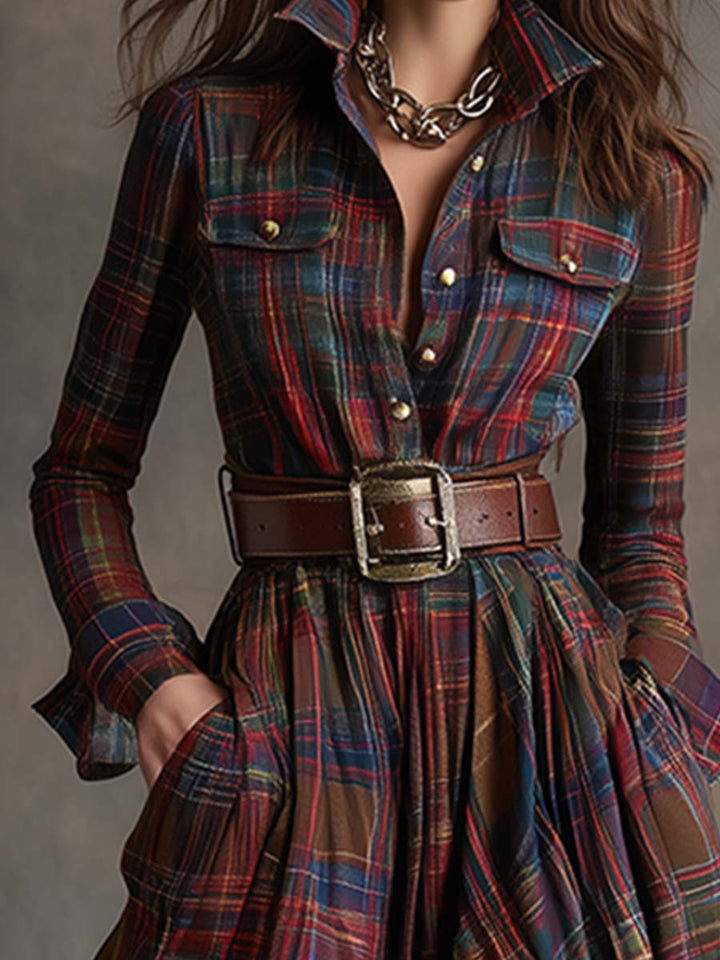 Giulietta Maxi Shirt Dress with Check Pattern