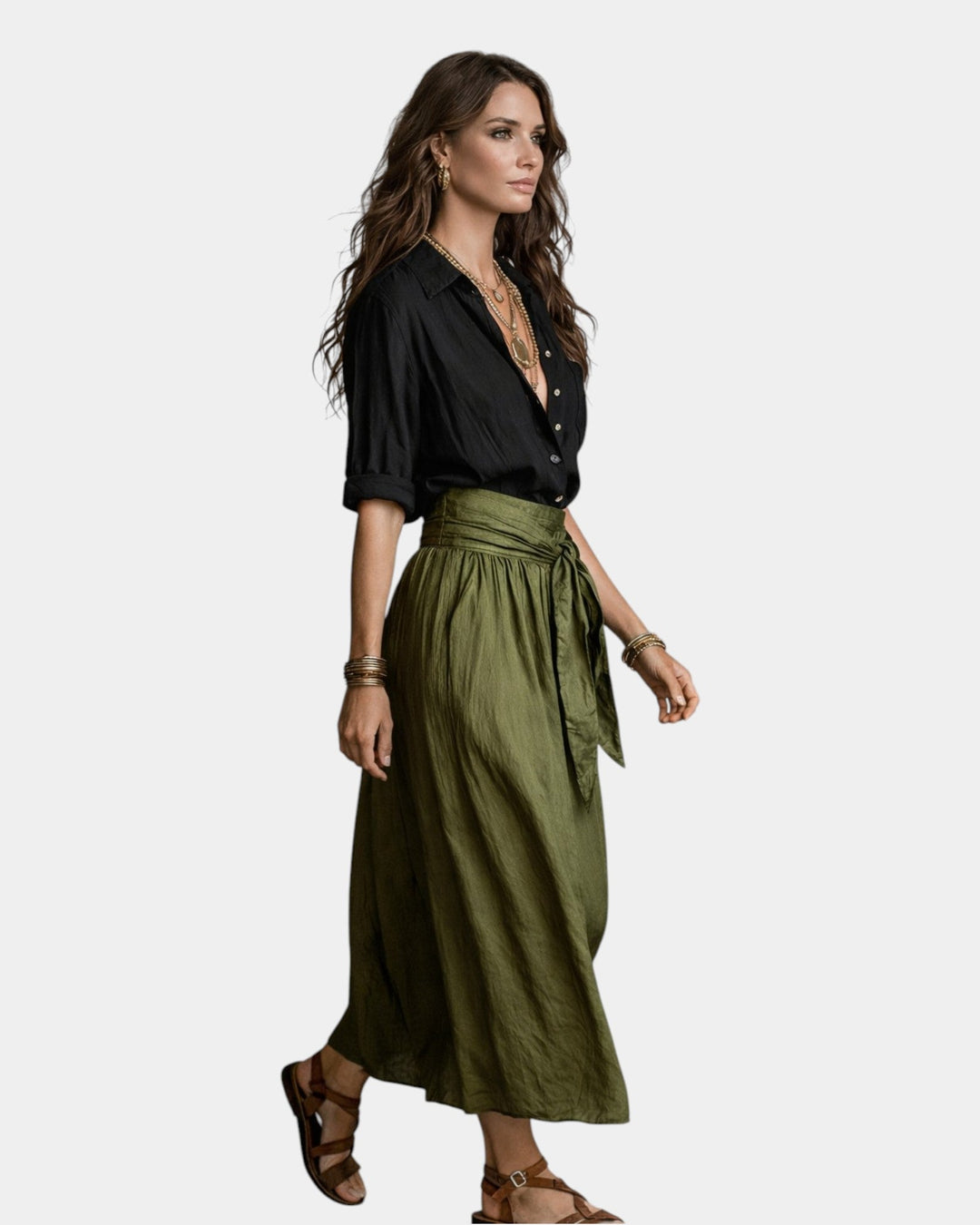 Dione - Midi skirt and loose black blouse