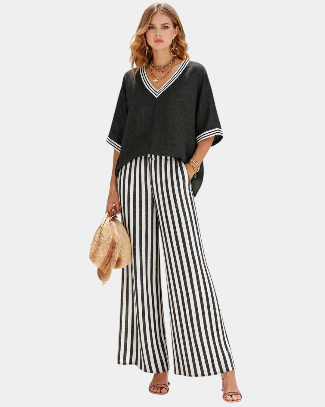 Tristane - Set of trousers and blouse with stripes