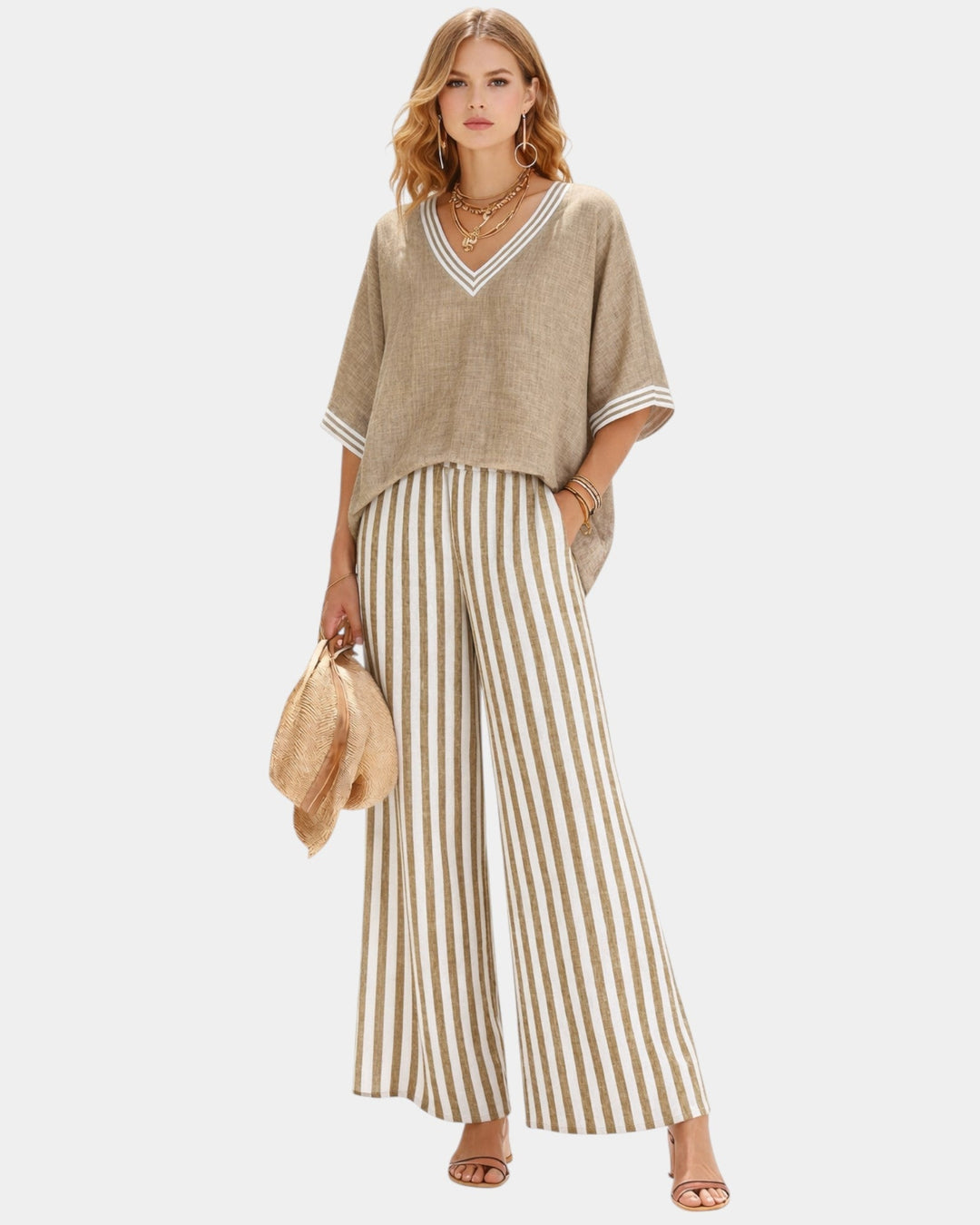 Tristane - Set of trousers and blouse with stripes