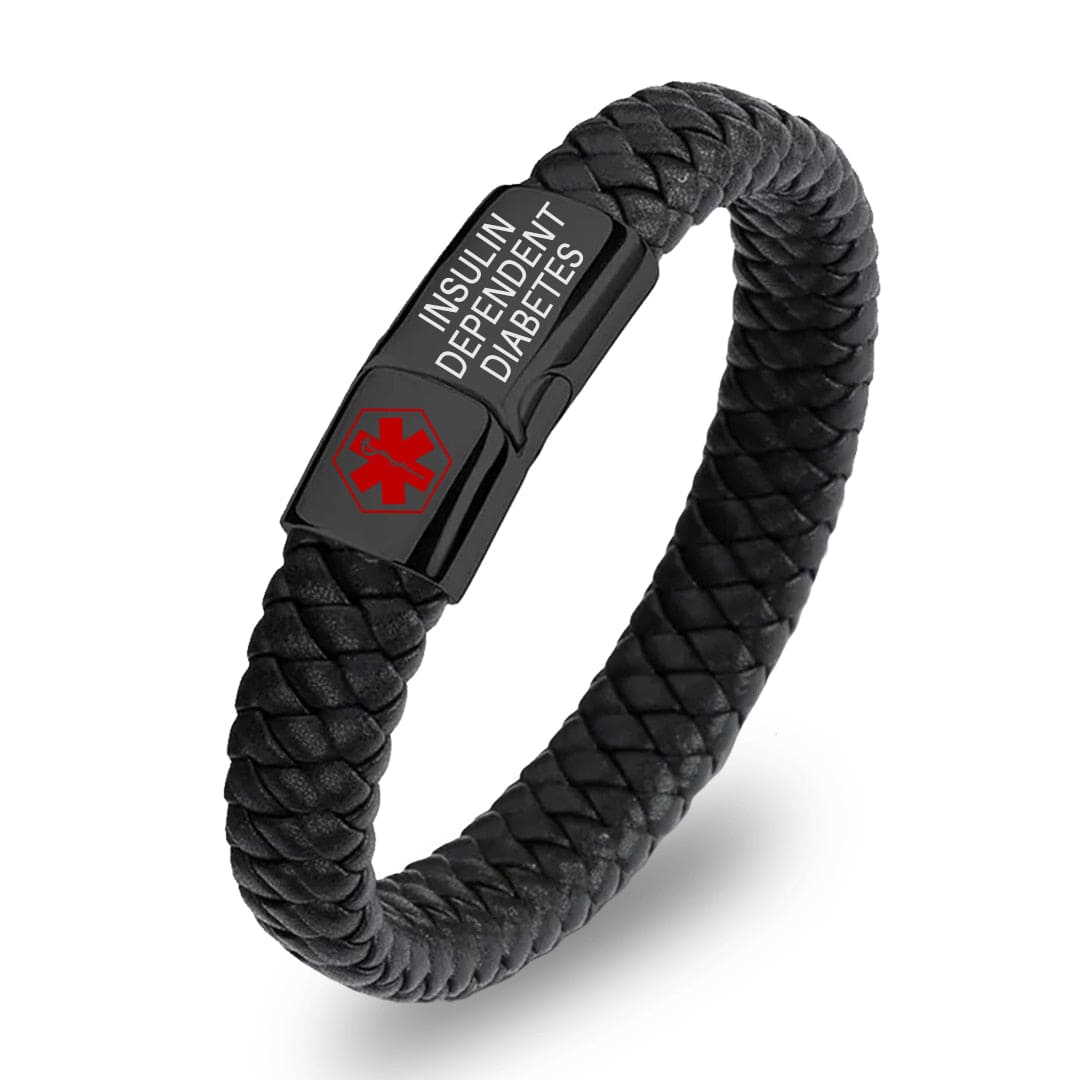 Men’s Insulin Dependent Diabetes Medical Alert Bracelet