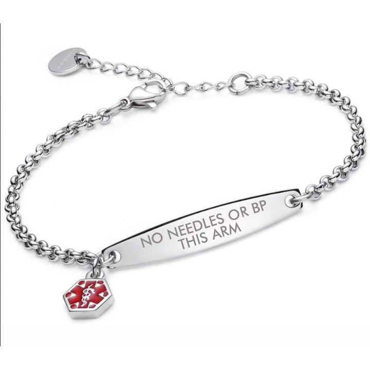 Women's No Needles Or BP This Arm Medical Alert Bracelet