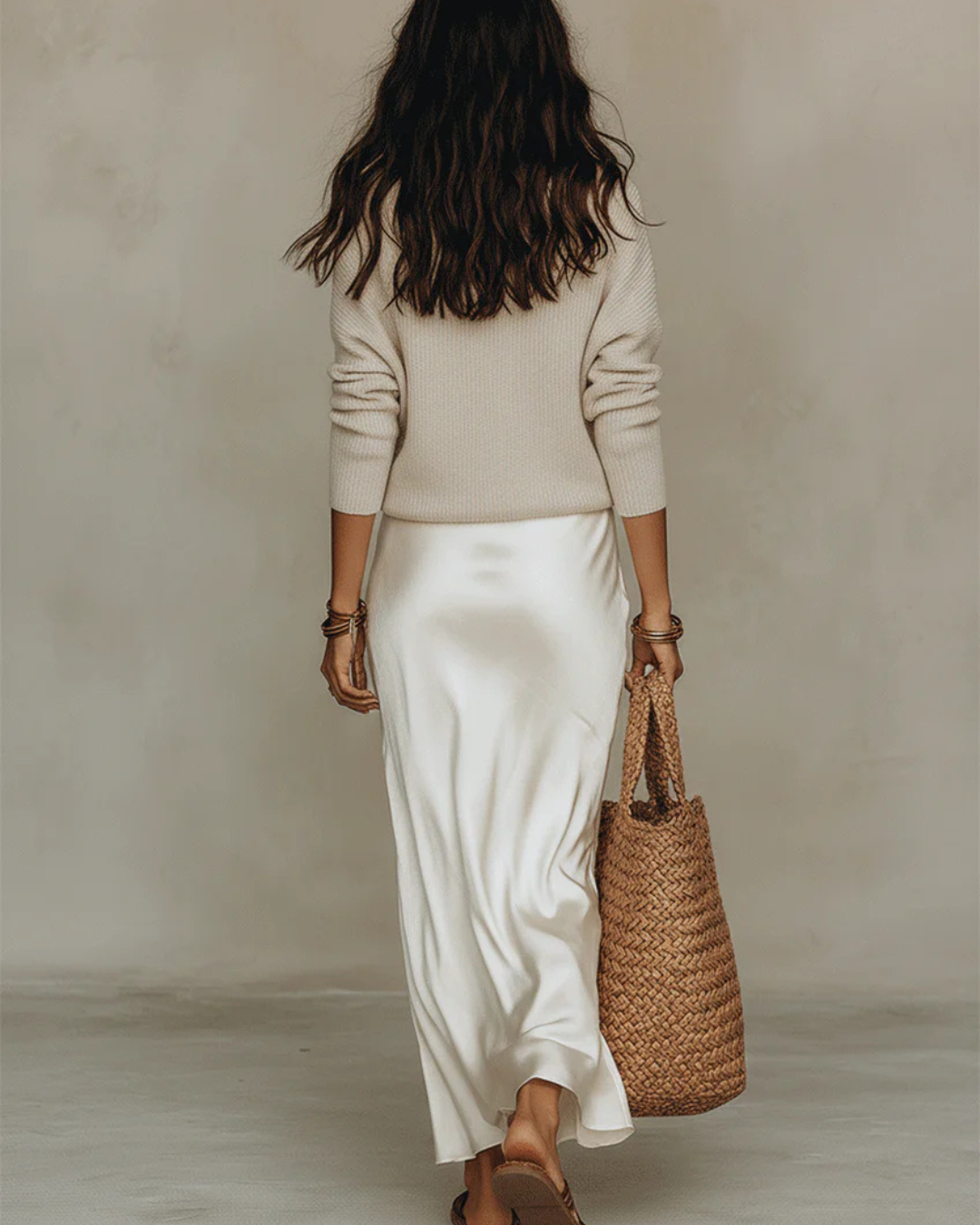 Elena - Satin Midi Dress Including Sweater