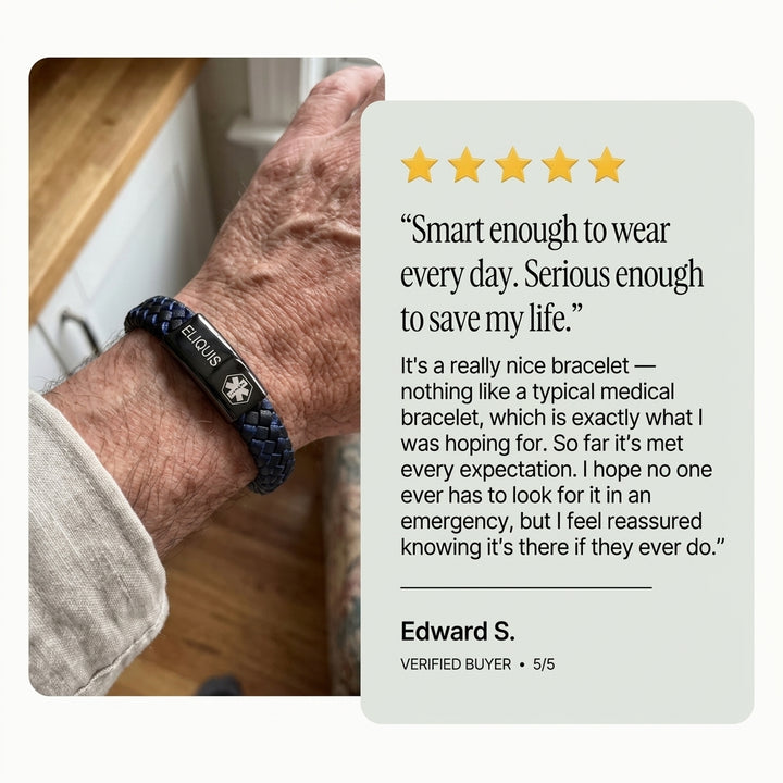 Men’s Eliquis Medical Alert Bracelet