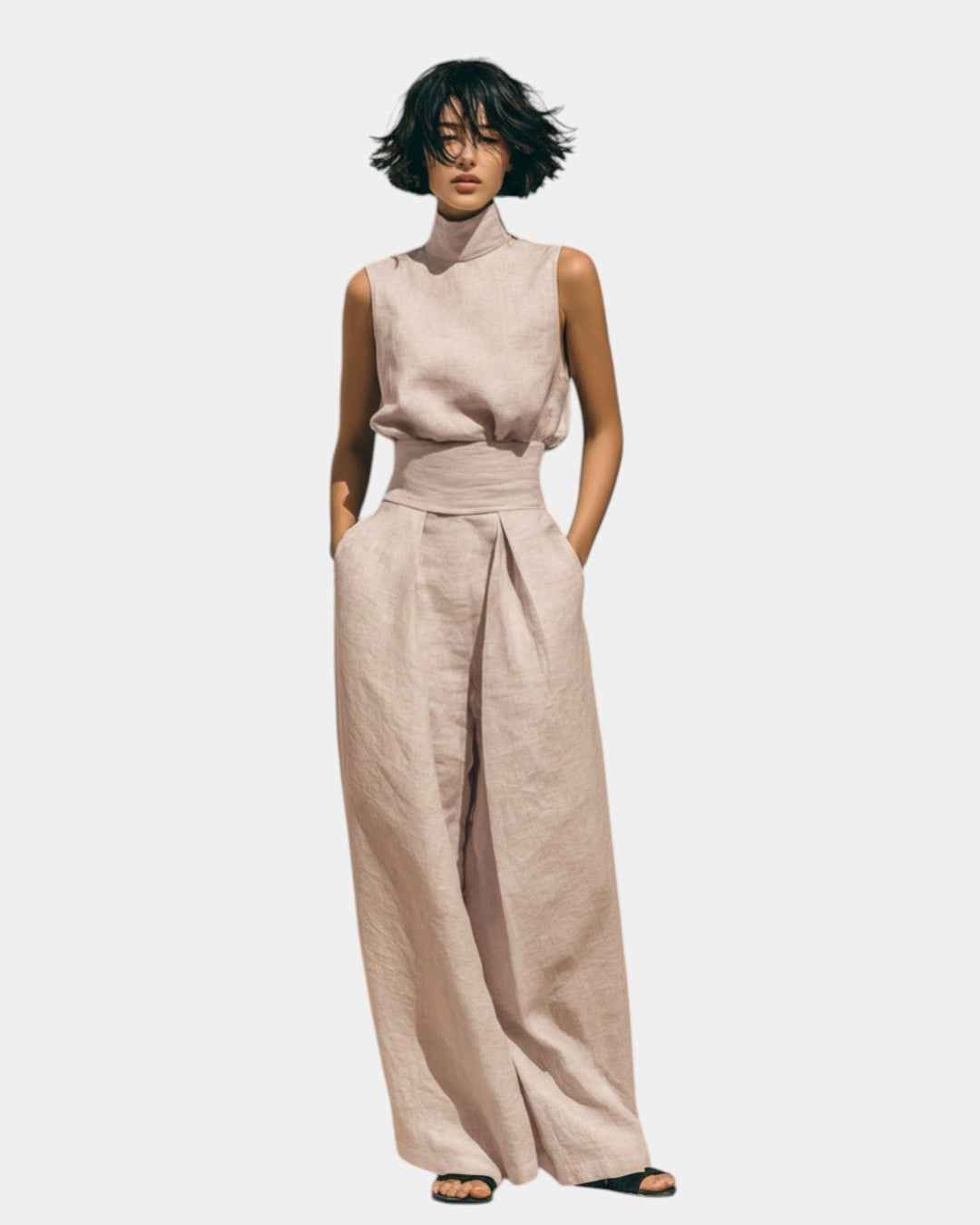 Falyne - Minimalist Tank Top and Wide Pants Set
