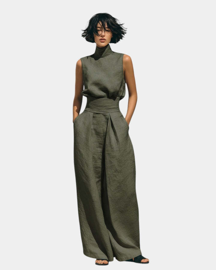 Falyne - Minimalist Tank Top and Wide Pants Set