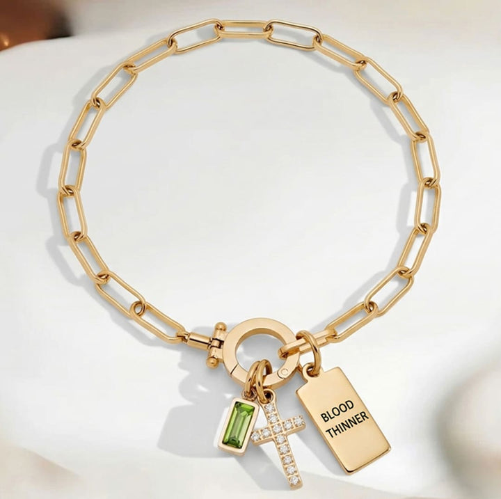 Women’s Cross Chain Blood Thinner Medical Alert Bracelet