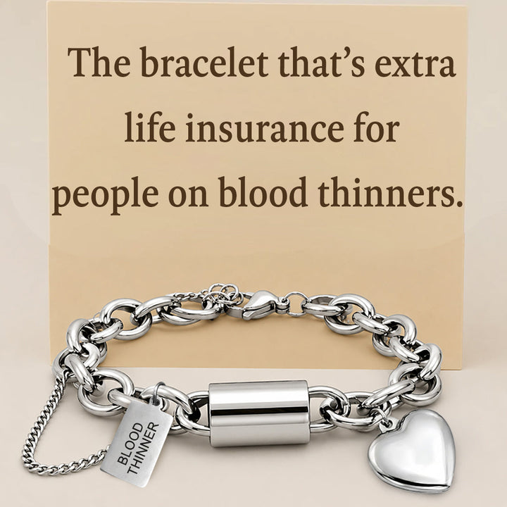 Women's Heart Chunky Blood Thinner Medical Alert Bracelet