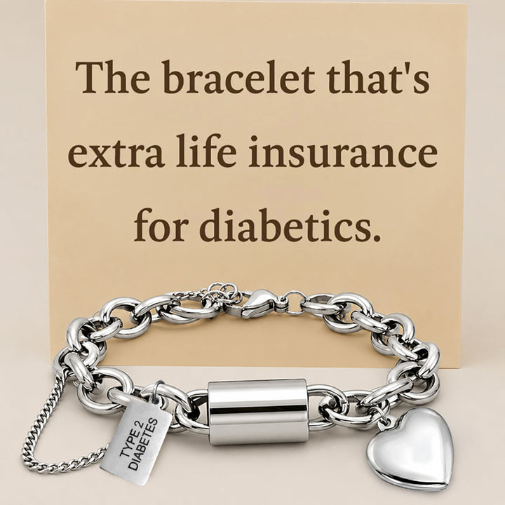 Women's Heart Chunky Diabetes Medical Alert Bracelet