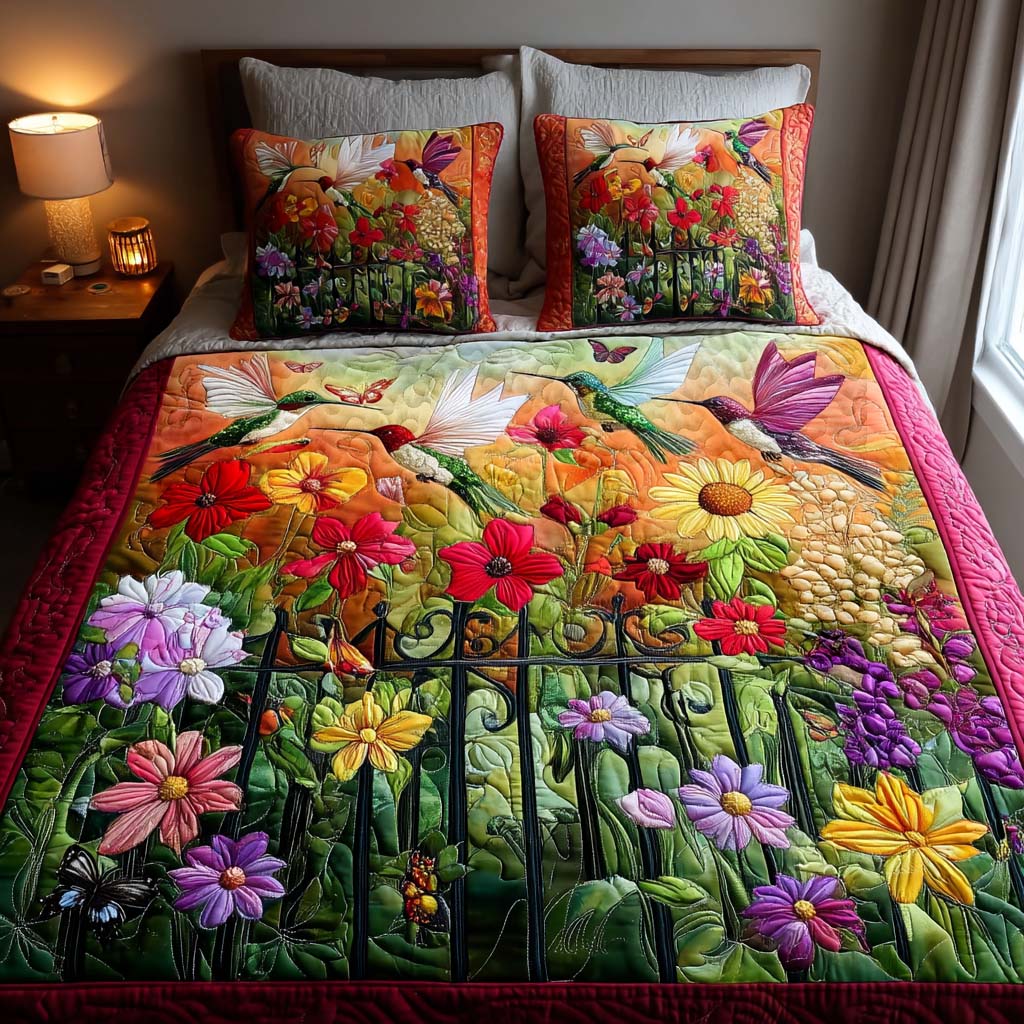 Hummingbird - 3-Piece Handmade Bedding Set