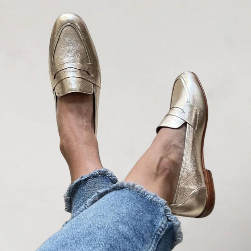 Danielle | Patchwork loafers with round toe and small heel