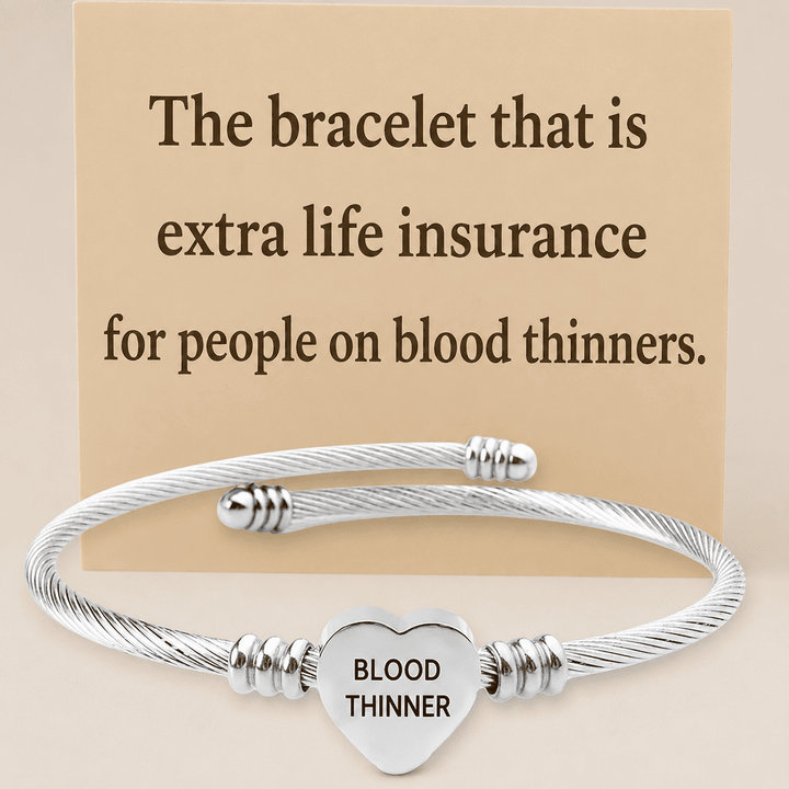 Women's Adjustable Heart Blood Thinner Medical Alert Bracelet