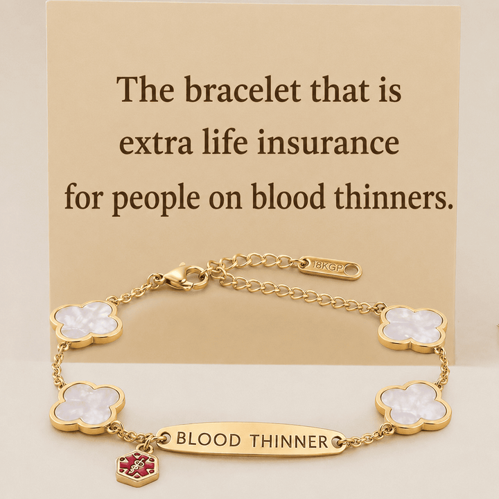 Women's White Flower Blood Thinner Medical Alert Bracelet
