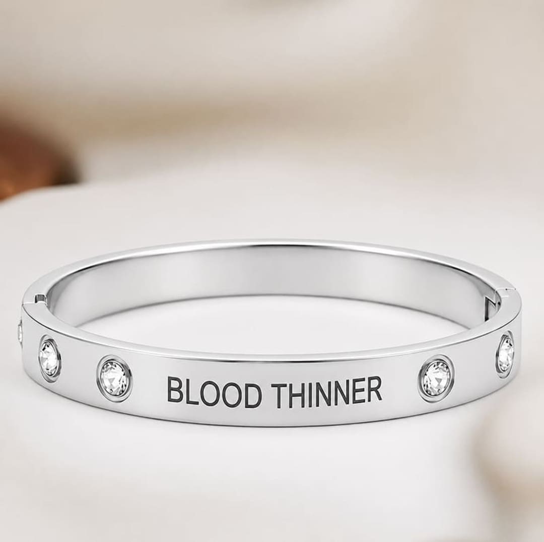 Women's Bangle Blood Thinner Medical Alert Bracelet