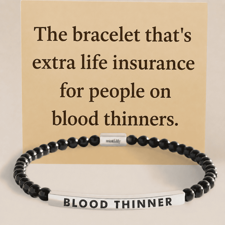 Women's Slim Black Blood Thinner Medical Alert Bracelet