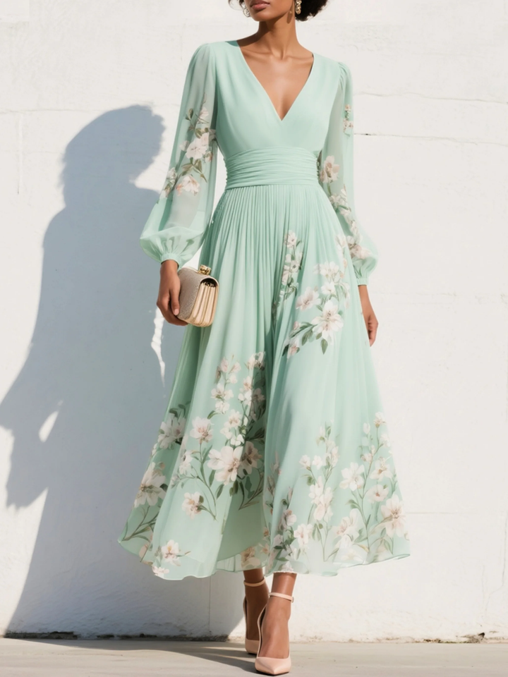 Olivia - Floral Elegant Midi Dress