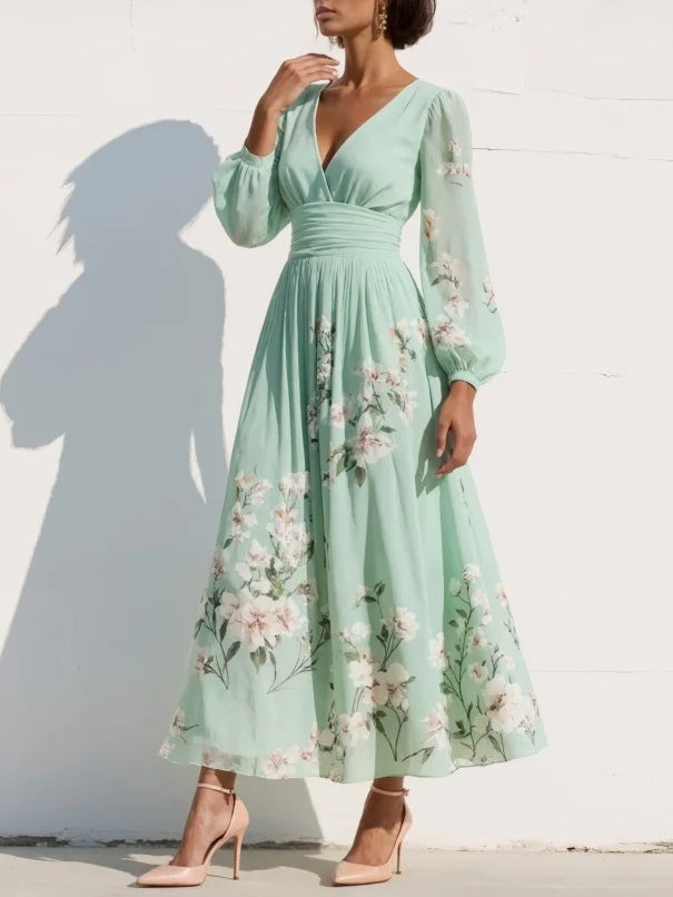 Olivia - Floral Elegant Midi Dress