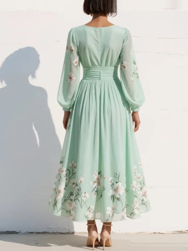 Olivia - Floral Elegant Midi Dress