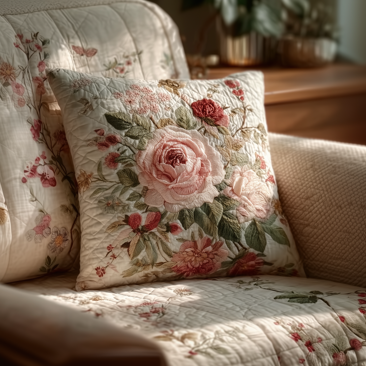 Soft Romantic Haven - Handmade Pillow Cover