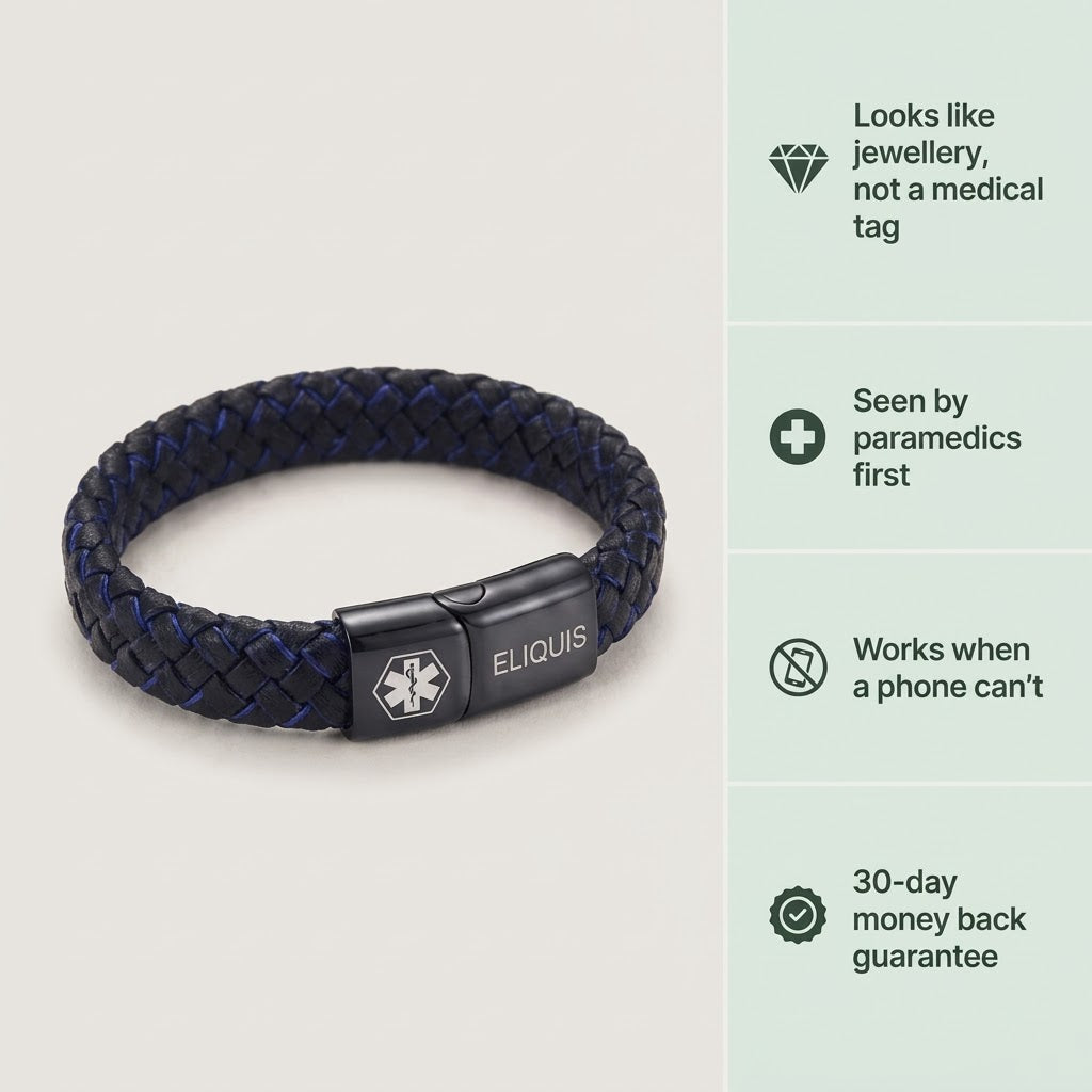 Men’s Eliquis Medical Alert Bracelet