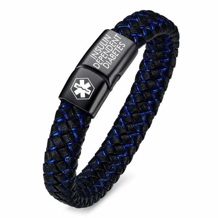 Men’s Insulin Dependent Diabetes Medical Alert Bracelet