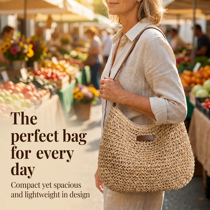 Cinzia - Elegant Woven Bag - Sand