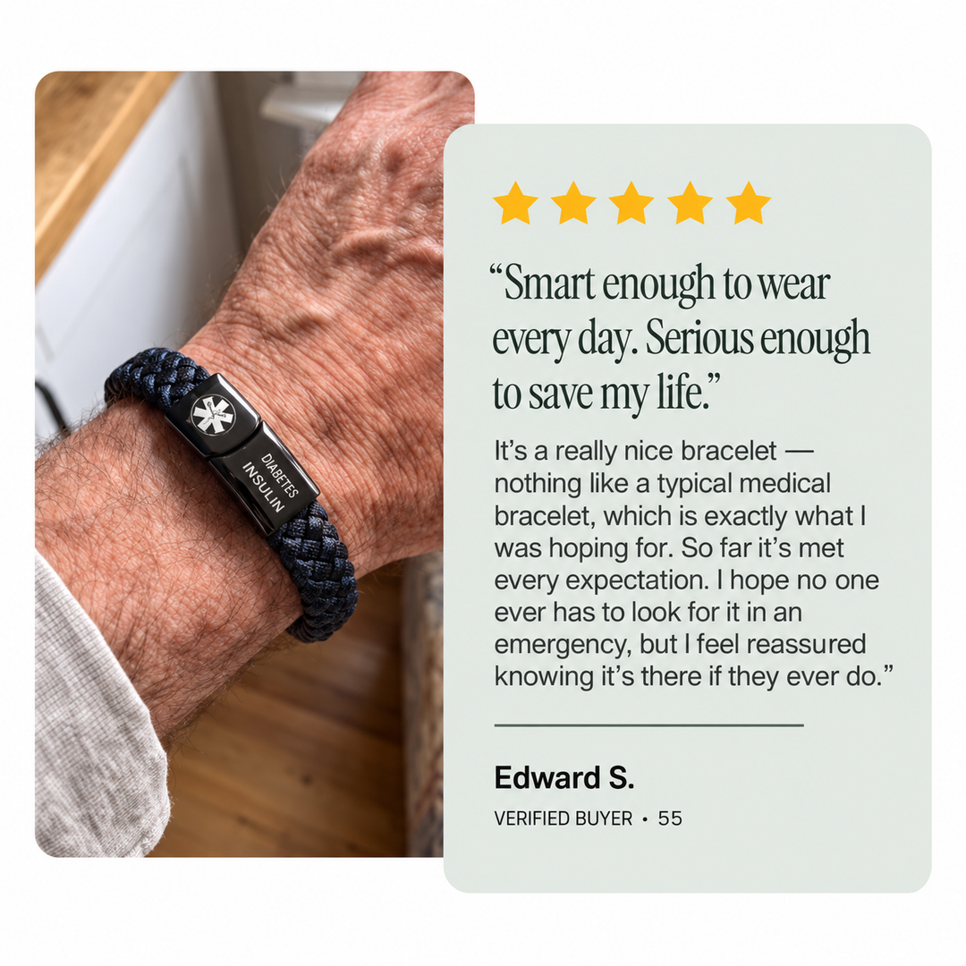 Men’s Diabetes Medical Alert Bracelet