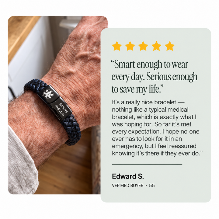 Men’s Diabetes Medical Alert Bracelet