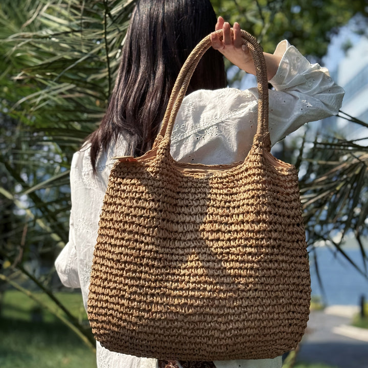 Matilde - Woven Straw Crossbody Bag - Sage Green