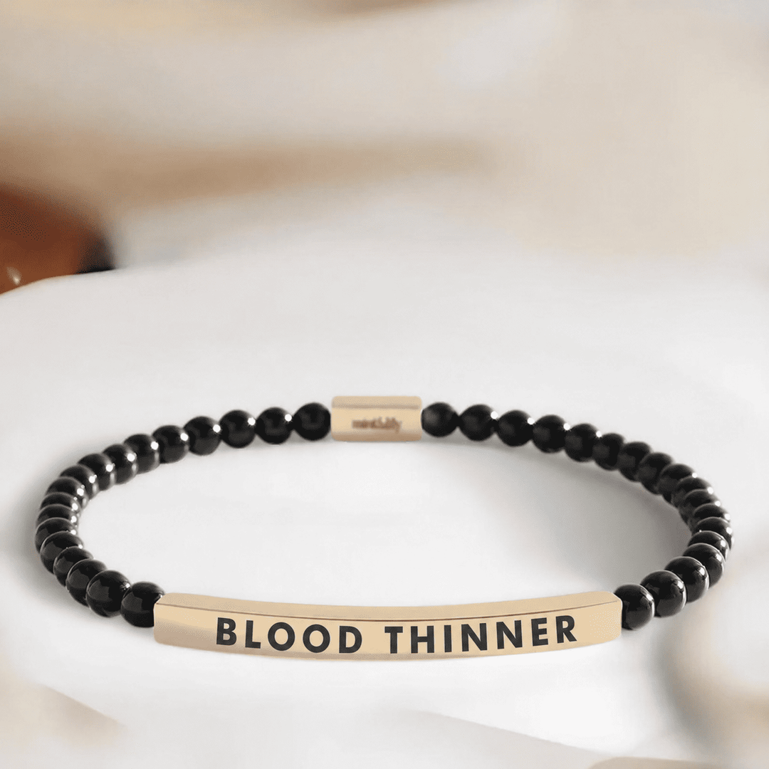 Women's Slim Black Blood Thinner Medical Alert Bracelet