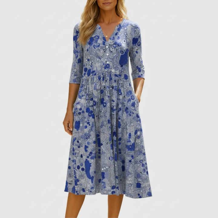 Helen - Elegant Midi Dress with V-neck