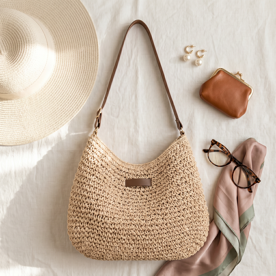 Cinzia - Elegant Woven Bag - Sand