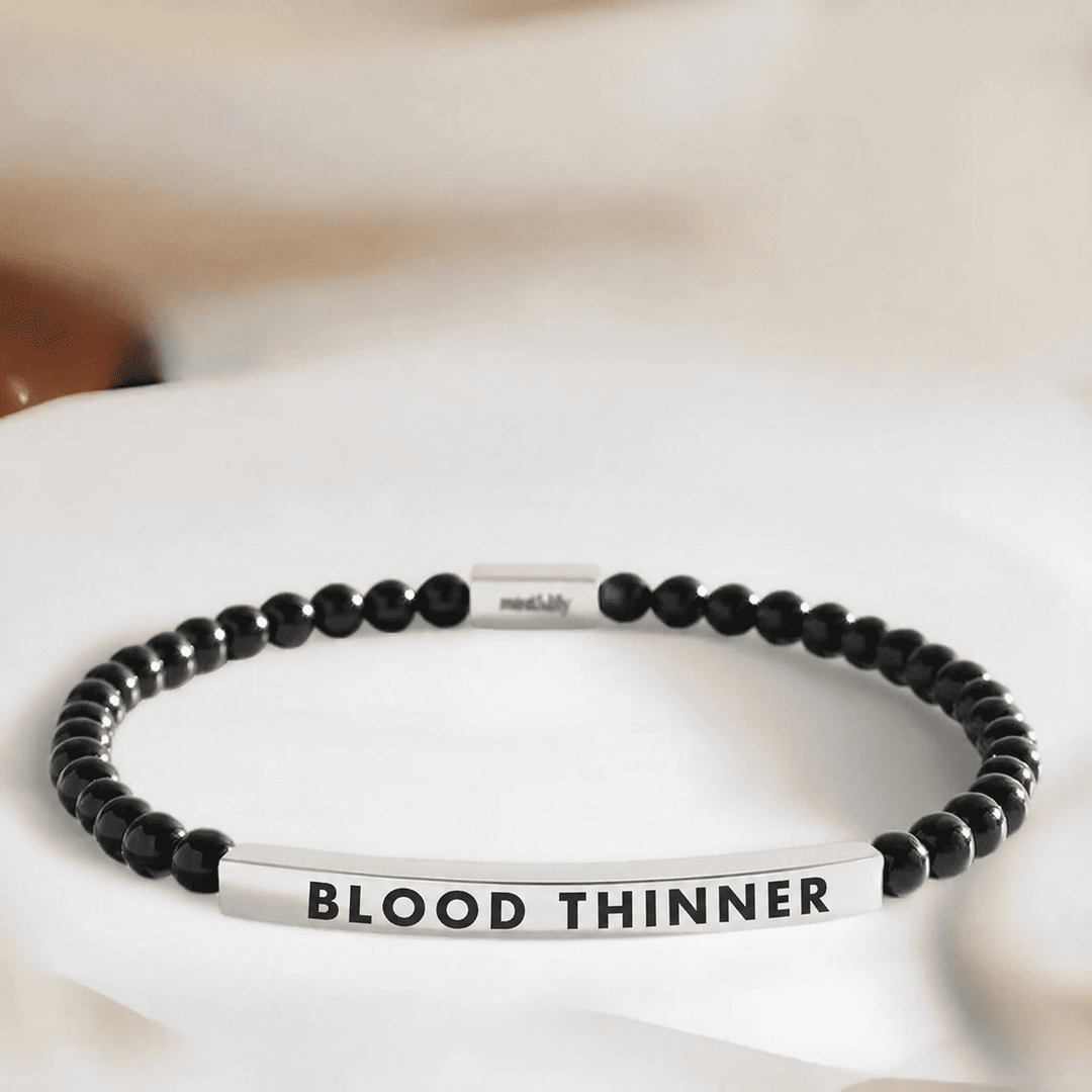 Women's Slim Black Blood Thinner Medical Alert Bracelet